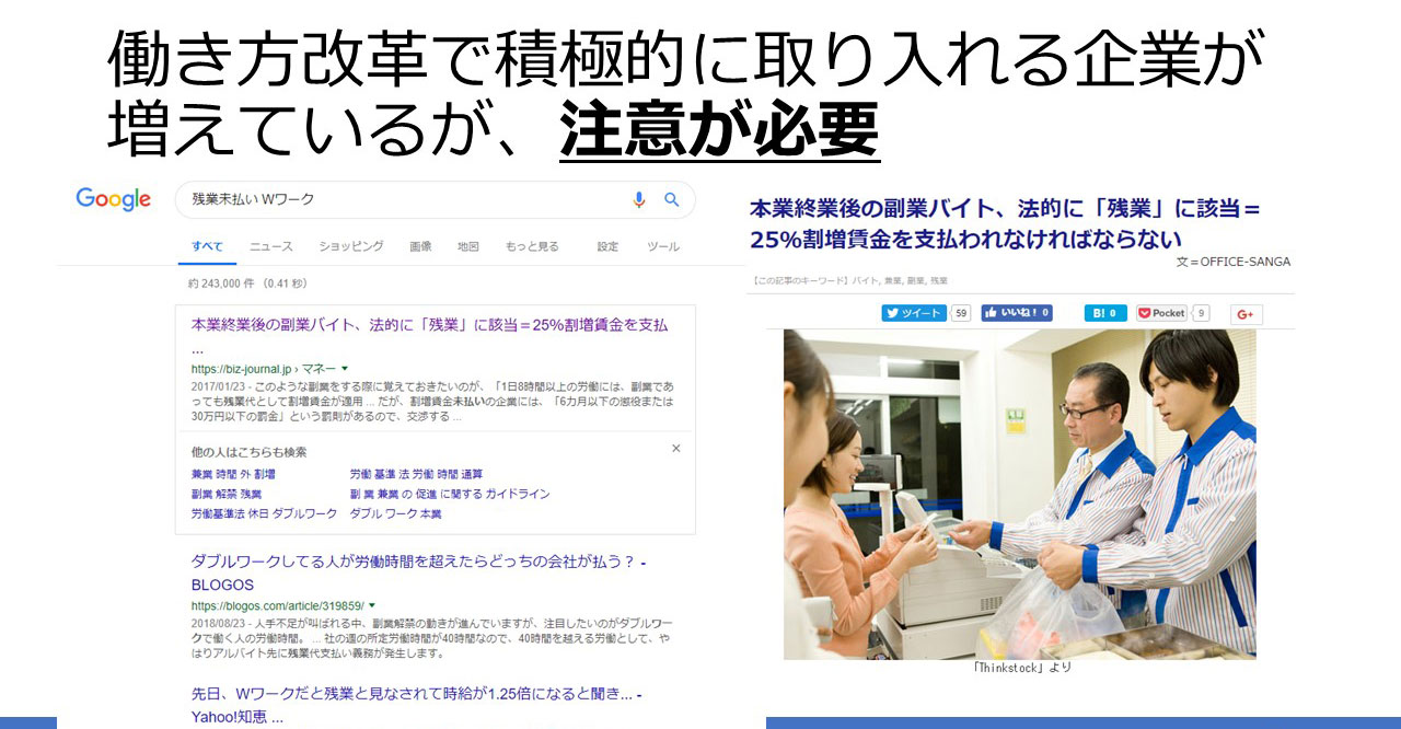 働き方改革で積極的に取り入れる企業が増えているが、注意が必要
